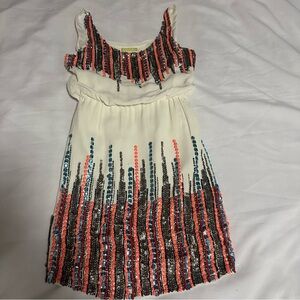 Gianni Bini beige Dress with Sequin Stripes size small